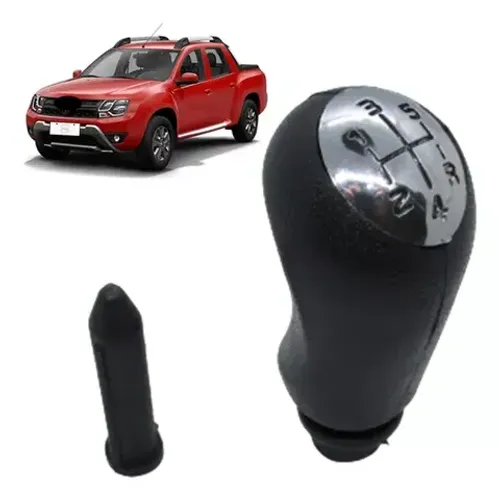 Manopla de cambio - Duster Renault Oroch - Cromada e Preta