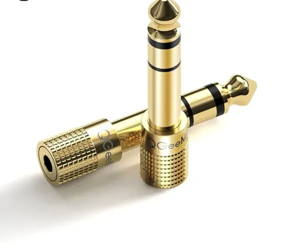 Adaptador P2 para P10 - Conector de Áudio Dourado - p/ Fone De Retorno- Stereo - Áudio