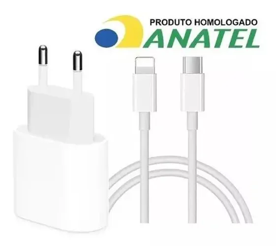 Fonte Carregador Turbo Tipo C 20w P/ iPhone 11 12 Xr Xs Max Cor Branco
