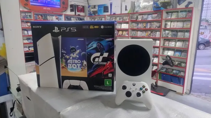 PS5 SLIM NA CX. TROCO.Ótimo estado. Garantia, parcelo 12x. LOJA.