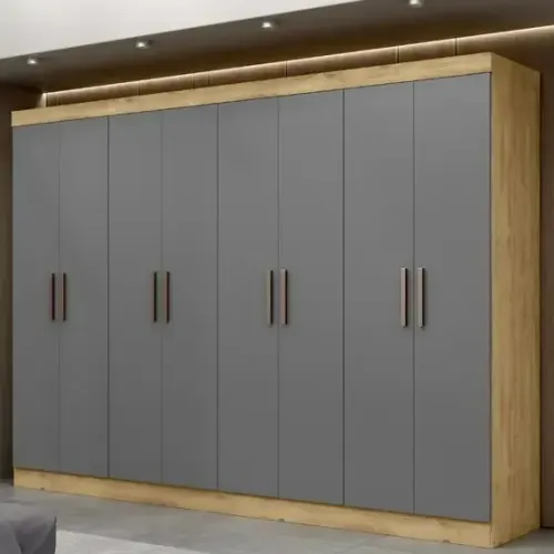 "Guarda-Roupa Casal 8 Portas com Espelho e 4 Gavetas em MDF - Sofisticação à Pronta Entreg