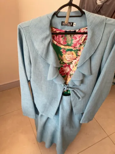 Conjunto Social Feminino Azul Claro - tipo linho , Elegância e Estilo!