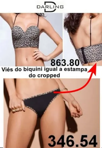 Conjunto : cropped 863.80 TAM 42 e biquini 346.54 estampa onça - Darling