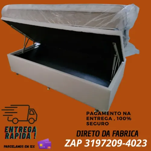 Cama Box Baú Solteiro 88x188 com Amortecimento Pneumático