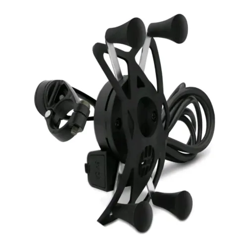 Suporte Celular Moto Com Carregador Universal USB Garra X
