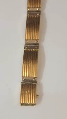 Pulseira de Ouro modelo retangular com divisão ouro branco