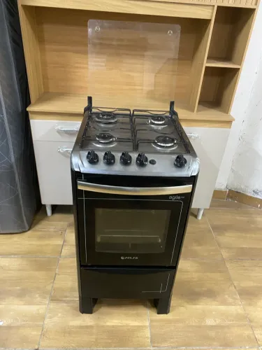 Fogão atlas 4 bocas preto funcionando automático e o forno
