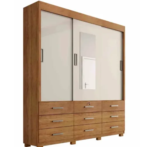 Guarda Roupa Itapema Casal 3 Portas de Correr e 9 Gavetas p87