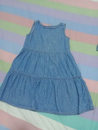Vestido Jeans Infantil com Bolinhas