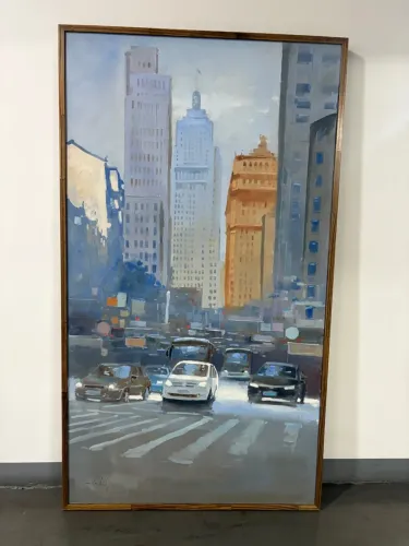 Obra Original de André Lombardi - Óleo sobre Tela ?Avenida São João? (93x163 cm)