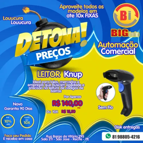Leitor Cód  Barras Com Fio Ideal Para Frente De Caixa