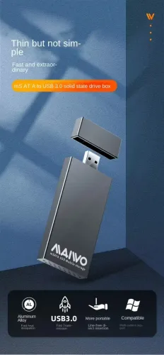 Case externa para SSD Msata USB 3.0 Maiwo em Alumínio - Novo