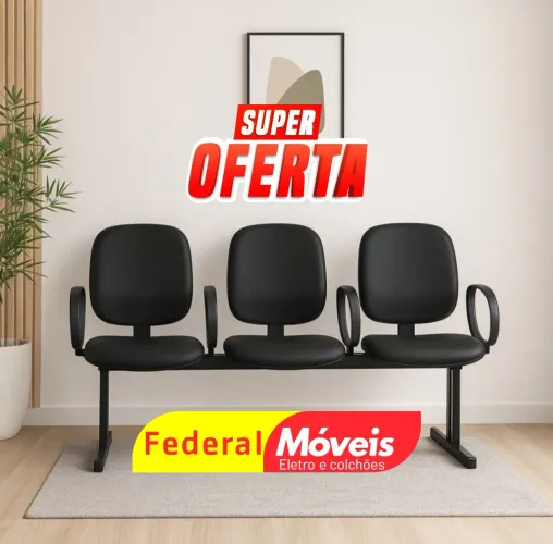 Cadeira de Espera Longarina Diretor 3 Lugares Curvim - Moderna e funcional!