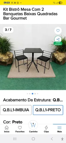 Kit bistrô Mesa com 2 banquetas baixas quadradas - wathsap 31- *