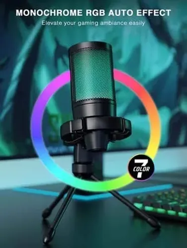 Microfone RGB Gamer Profissional - 7 Cores