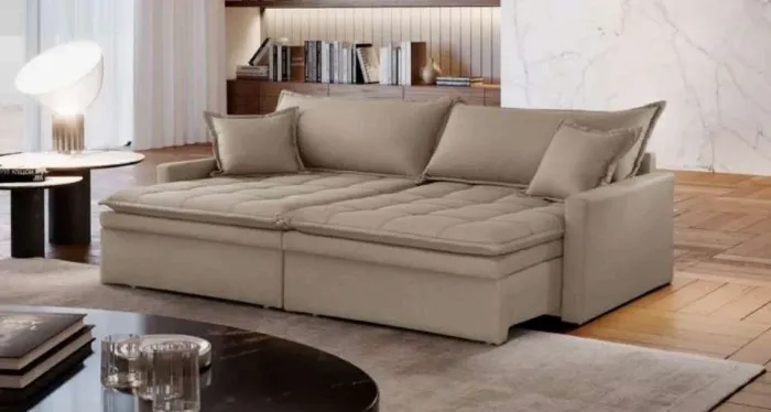 Sofá cama com baú estofado sul