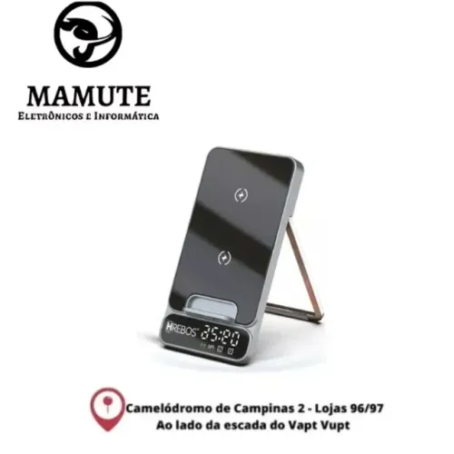 Carregador Indução Compatível com IPhone 18w Wireless Relógio Despertador