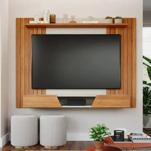 Rack Bancada C/ Painel P/ Tv até 70 Pol Santiago 2 Portas 180x135cm Cinamomo/off White - P