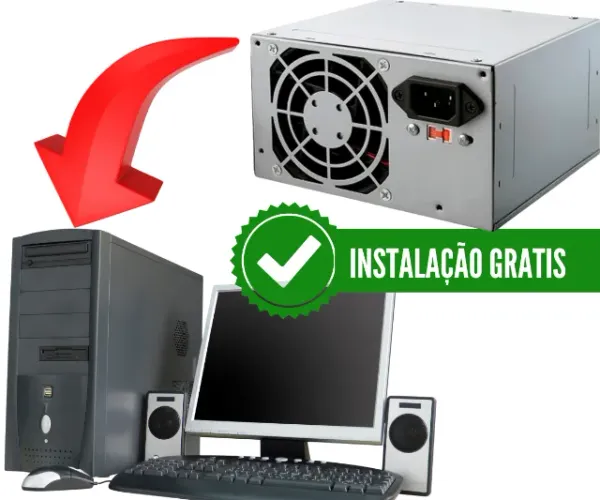 Fonte de Computador 230W + Instalação Gratis - Modelo Atx Bivolt Prata 110 / 220 Bluecase