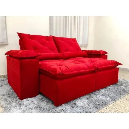 Estofado Retr Recl Fenix 200 2x100 Veludo Vermelho 18 Diviminas SR