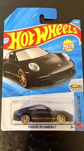 Hot Wheels Porsche 911 Carrera T 2026 Preto Lacrado 1:64