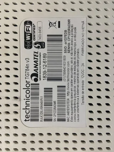 modem/roteador de internet Technicolor TG784n v3