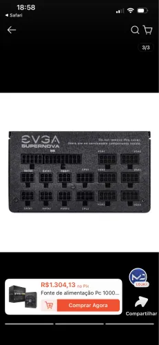 Fonte 1000w EVGA QG 80 gold plus