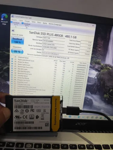 ssd 480gb SanDisk sata 0h de uso. Novo! com leve amassado item: 0182026