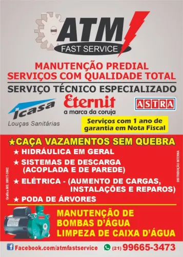 Bombeiro hidráulico, Caça vazamentos,Eletricista