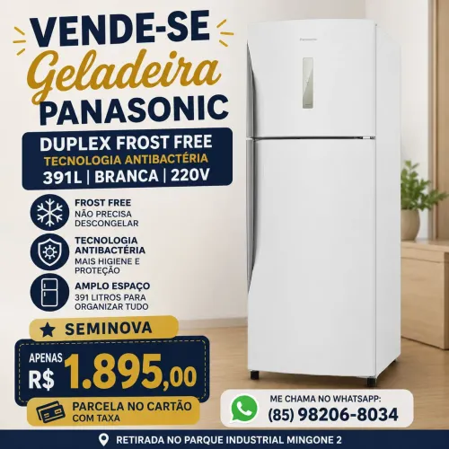 Geladeira Panasonic duplex frost free 387 litros branca