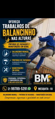 Ofereço serviço de pinturas e reparos de fachada e etc.na altura ,