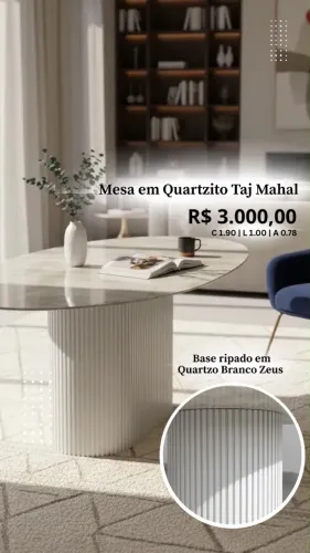 mesa orgânica em quartzito Taj Mahal