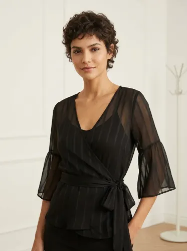 blusa transparente tipo kimono