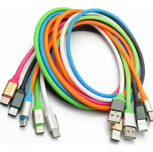 Cabo de Dados Silicone Colorido Tipo C com 20 unidades