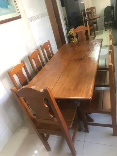Mesa de Jantar Madeira Maciça 2,00 com 8 Cadeiras - Mesa Grande Sala de Jantar