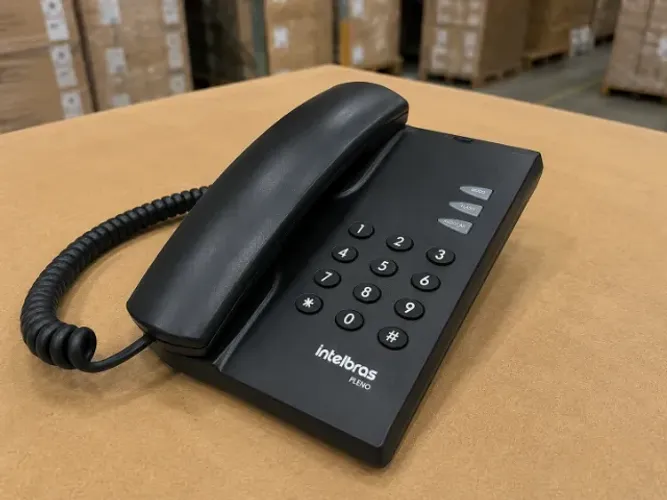 Telefone Intelbras Pleno Preto com Fio e Chave - Novo