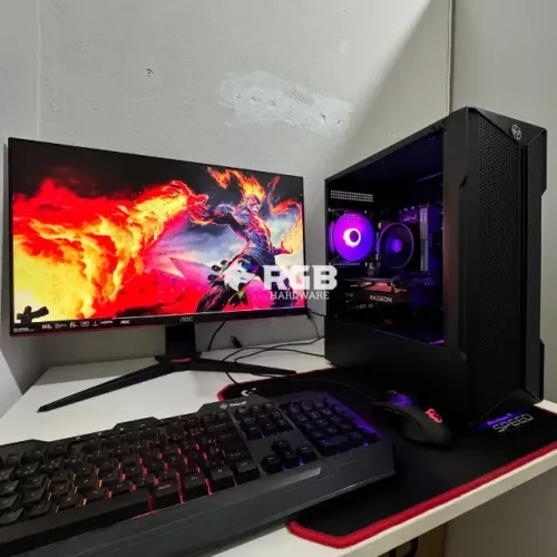 PC Gamer Ryzen 5 4500 RX 7600 16GB RAM 512GB NVMe A520 4 Fans Vidro