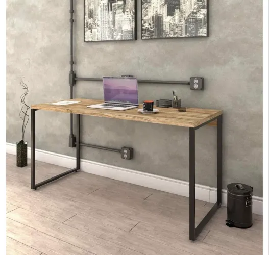 Mesa Escrivaninha Industrial 150cm Trevalla Kuadra ME150-E10 Carvalho - LACRADO