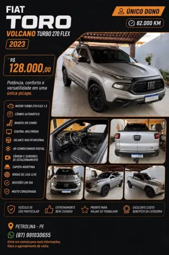 Fiat Toro Volcano 1.3 T270 4X2 Flex AUT 2023