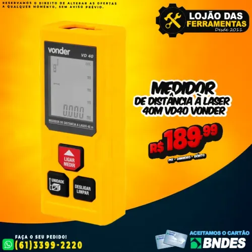 Medidor de Distância à Laser 40M VD40 Vonder