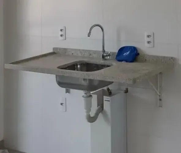 Pia de alumínio com bancada de granito (1,20X0,55)
