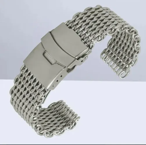 Pulseira de relógio Shark Mesh em aço inoxidável 22mm.