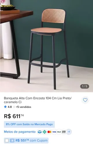 Banqueta Lia com encosto 2 unidades . Nunca usadas.