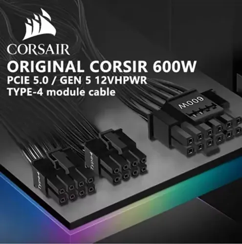 Cabo Corsair 12vhpwr 8pin para 12 + 4pin 16pin - Padrão novo para fonte sem PCI 5.0