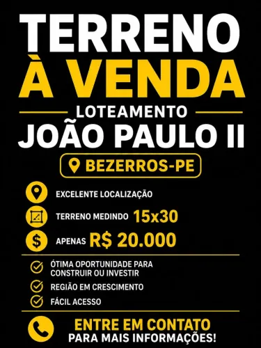 Terreno no loteamento João Paulo ll em Bezerros