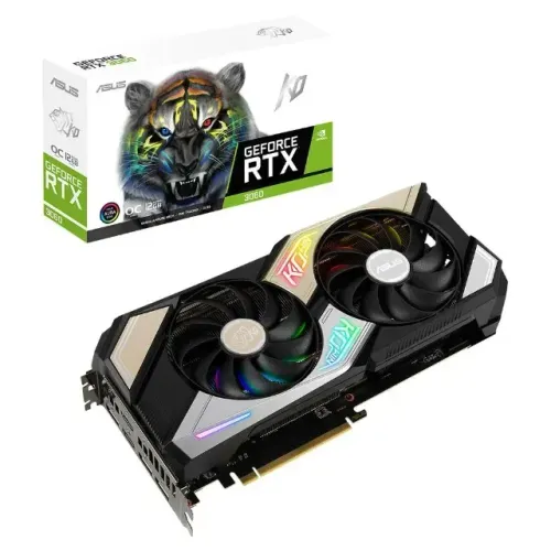 RTX 3060 KO OC V2 Edition Asus NVIDIA GeForce, 12G GDDR6, 15Gbps, LHR, ARGB, DLSS, Ray Tra