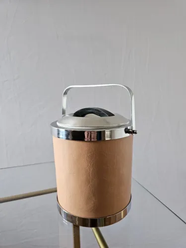Baldinho de gelo com couro e inox 