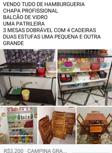 Vendo tudo de lanchonete