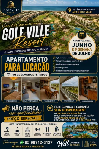 Apartamento no Golf Ville Resort Residence | Porto das Dunas | Temporada