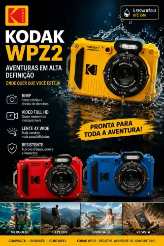 Câmeras Kodak WPZ2 amarela/vermelha/azul